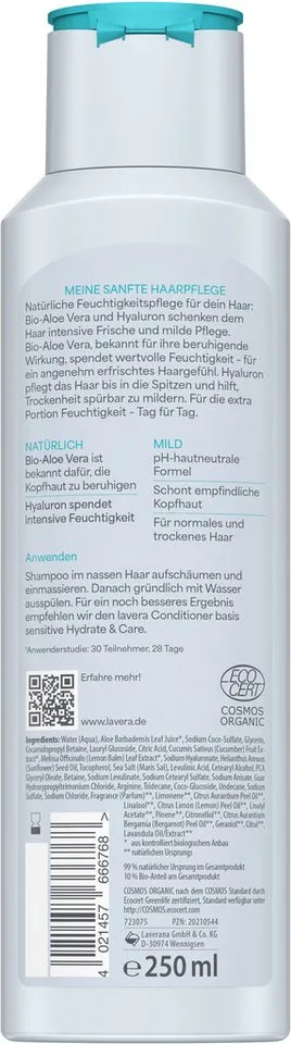 lavera lavera Basis Sensitive Pflegeshampoo Hydrate & Care – Produktbild 5 von 5