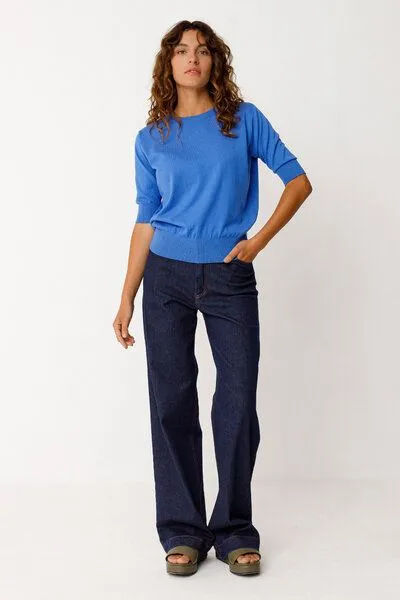 SKFK SKFK Kurzarm-Strickpullover MUIKE, Blue, – Produktbild 3 von 4
