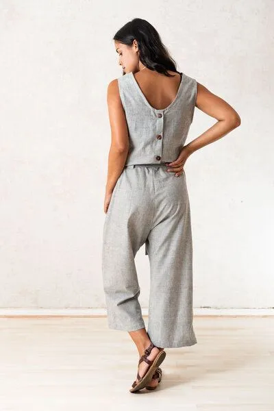 Jyoti - Fair Works Jyoti - Fair Works Bio-Baumwoll Jumpsuit Jalina, Hellgrau, – Produktbild 2 von 4