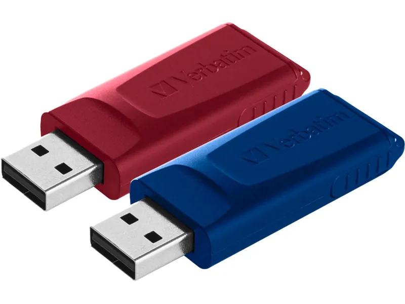 Verbatim Verbatim USB-Stick "Store'n'go Slider" USB 2.0, 32 GB rot, blau, 2 Stk. – Produktbild 2 von 4