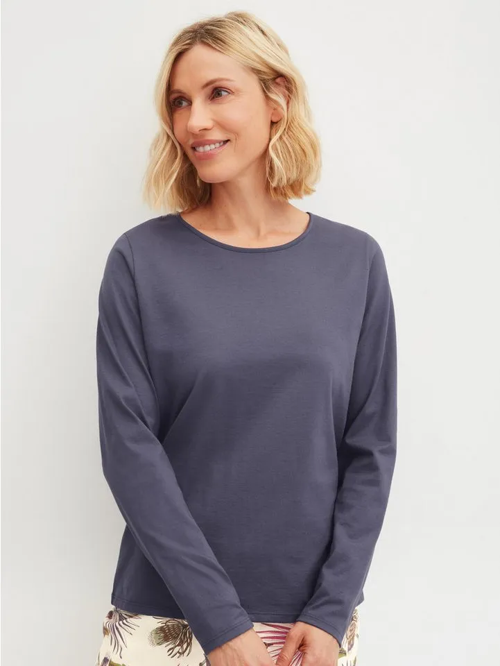 CALIDA CALIDA Langarmshirt Favourites Arts Damen (1-tlg) weiche Baumwolle, glatt und angenehm komfortabel, Blau, – Produktbild 2 von 5