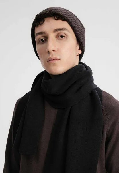 MELA MELA Jacquard Strick Schal Style ASMEE aus 100% Bio-Baumwolle, Schwarz, – Produktbild 2 von 4