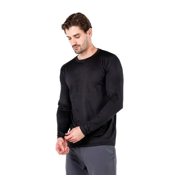 Woolona Woolona Langarmshirt - ERIS - 100% Merinowolle, Schwarz, – Produktbild 2 von 3