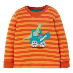Frugi Frugi Langarm-Shirt Dino/Traktor in orange gestreift Easy on Top – Produktbild 1 von 1