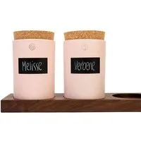 klotzaufklotz klotzaufklotz Vorratsdosenregal Nussbaum, Blassrosa dosen, – Produktbild 1 von 1