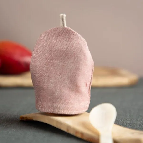 nahtur-design nahtur-design Eierwärmer aus Bioleinen mit Feinloden | Bring Farbe auf Deinen Tisch, Rosé (rosa), – Produktbild 4 von 5