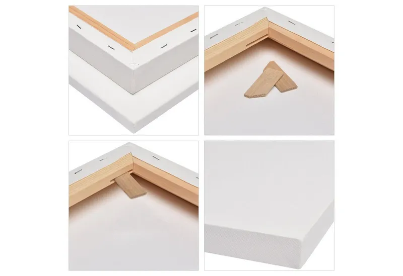 Artina Keilrahmen Premium 3D Leinwand, 18x24cm, Weiß, 4er Set, FSC, 380 g/m², Canvas, 100% Baumwolle, Galerieheftung & gefaltet, Weiß, – Produktbild 4 von 5