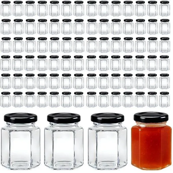 mikken mikken 100 kleine Marmeladengläser 110 ml Einmachgläser mit Schraubdeckel, Schwarz, – Produktbild 1 von 3