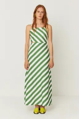 SKFK SKFK Damen vegan Kleid Aura Grün/Weiß – Produktbild 1 von 1