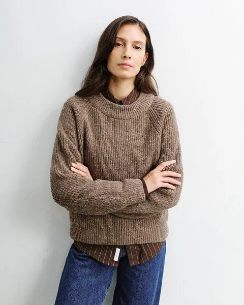 Rotholz Rotholz Women's Strickpullover aus einem Wolle/Nylon Mix, Speckled brown, – Produktbild 4 von 4