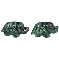 Schönes aus Indochina Schönes aus Indochina Schmuck Ohrstecker Elefant Keramik, Grün, – Produktbild 1 von 1