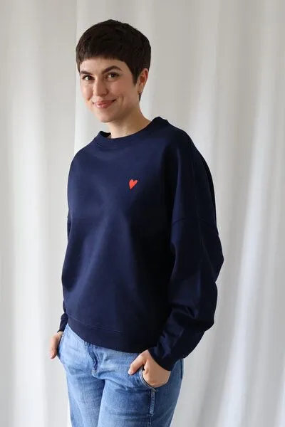 Kultgut Kultgut Artdesign - Goodness Pulloversweater im Boxistyle / Red Heart, Dunkelblau, – Produktbild 2 von 4