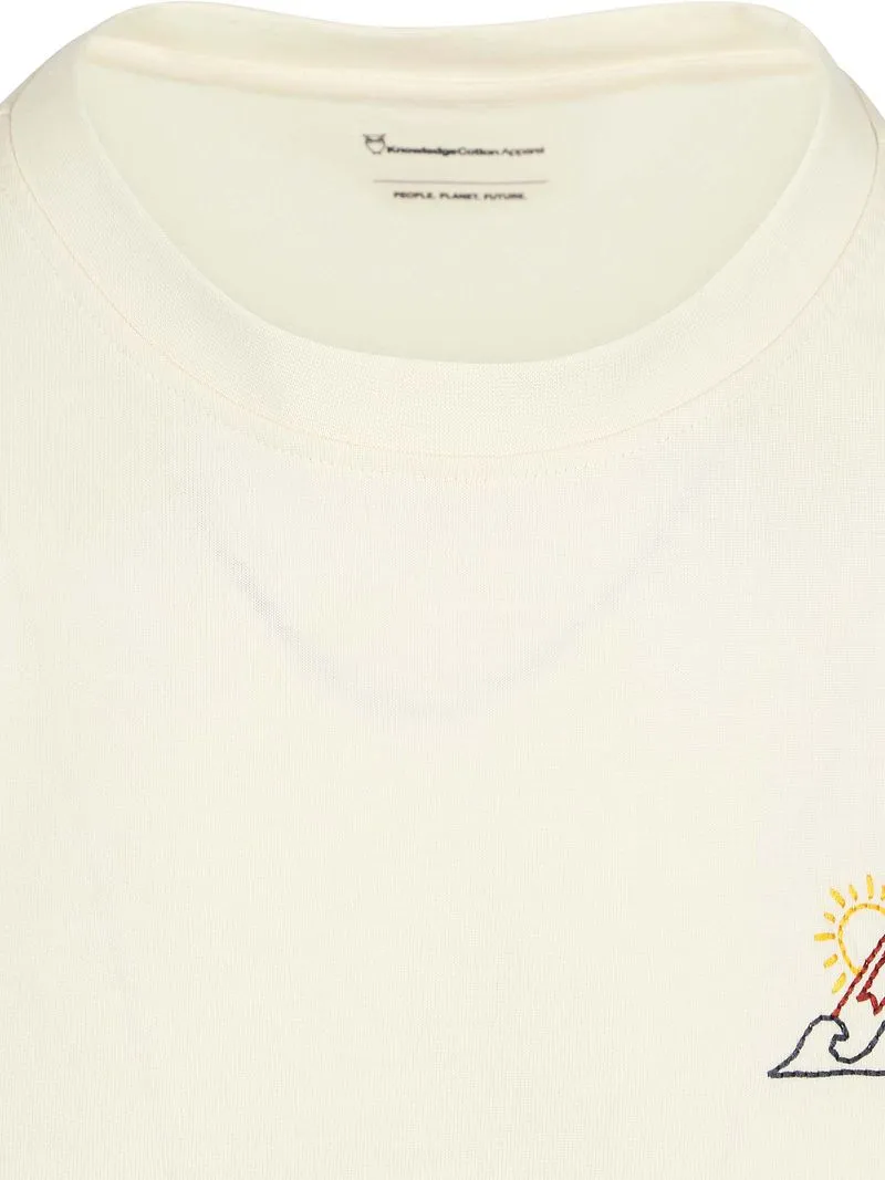 KnowledgeCotton Apparel KnowledgeCotton Apparel T-shirt Weiß Brustdruck - Größe XL, Weiß, – Produktbild 3 von 5