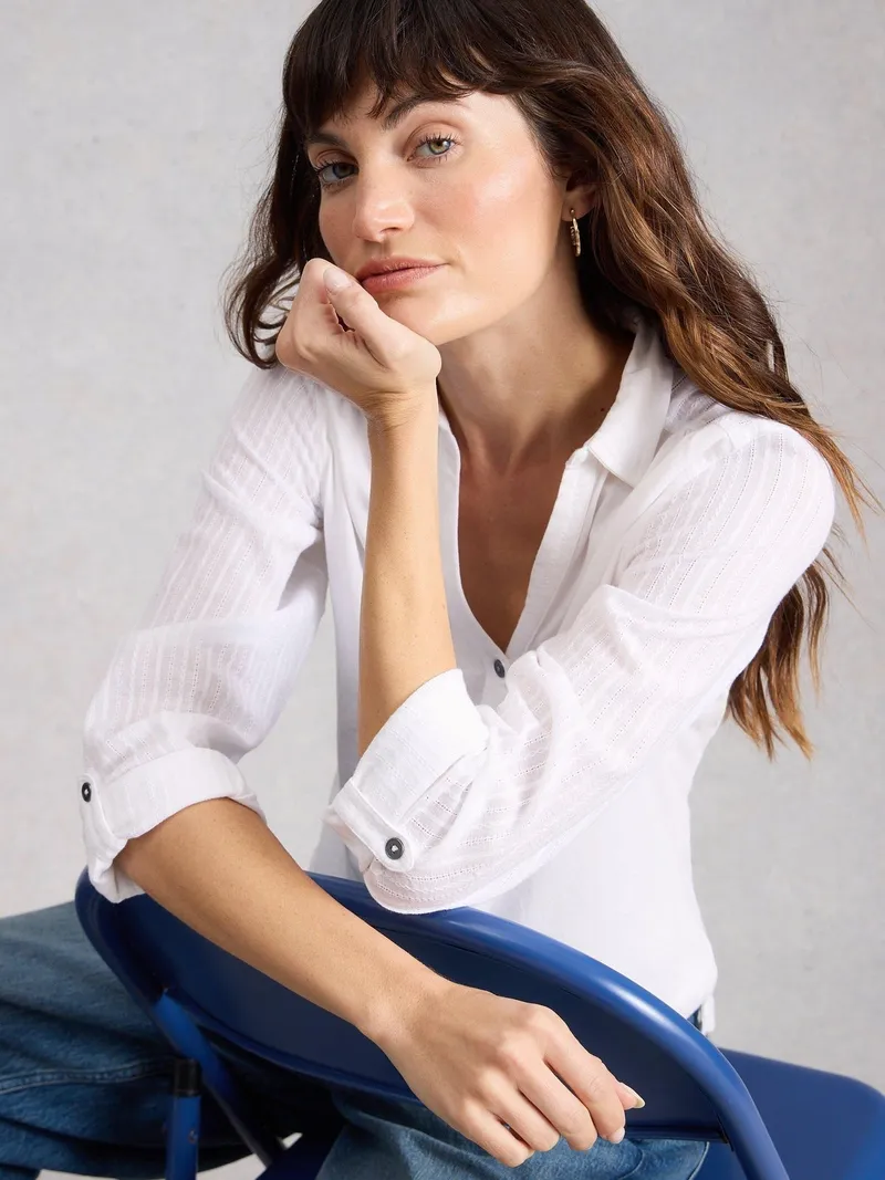 White Stuff Bluse Annie aus Material-Mix - 50, Reines weiß, – Produktbild 1 von 4