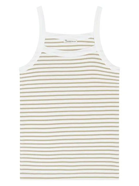 KnowledgeCotton Apparel KnowledgeCotton Apparel Ripptop - Rib strap top - aus Bio-Baumwolle, Beige (creme-stripe), – Produktbild 1 von 3