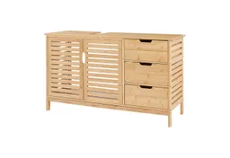 en.casa Waschbeckenunterschrank »Boksereys« Badezimmerschrank 60 x 100 x 35 cm Bambus Natur – Produktbild 1 von 1