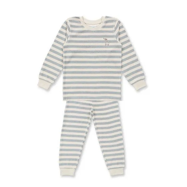 Sense Organics sense-organics Sense Organics Kinder Frottee Ringel Pyjama Bio Baumwolle, Icegrey streifen deer, – Produktbild 1 von 2