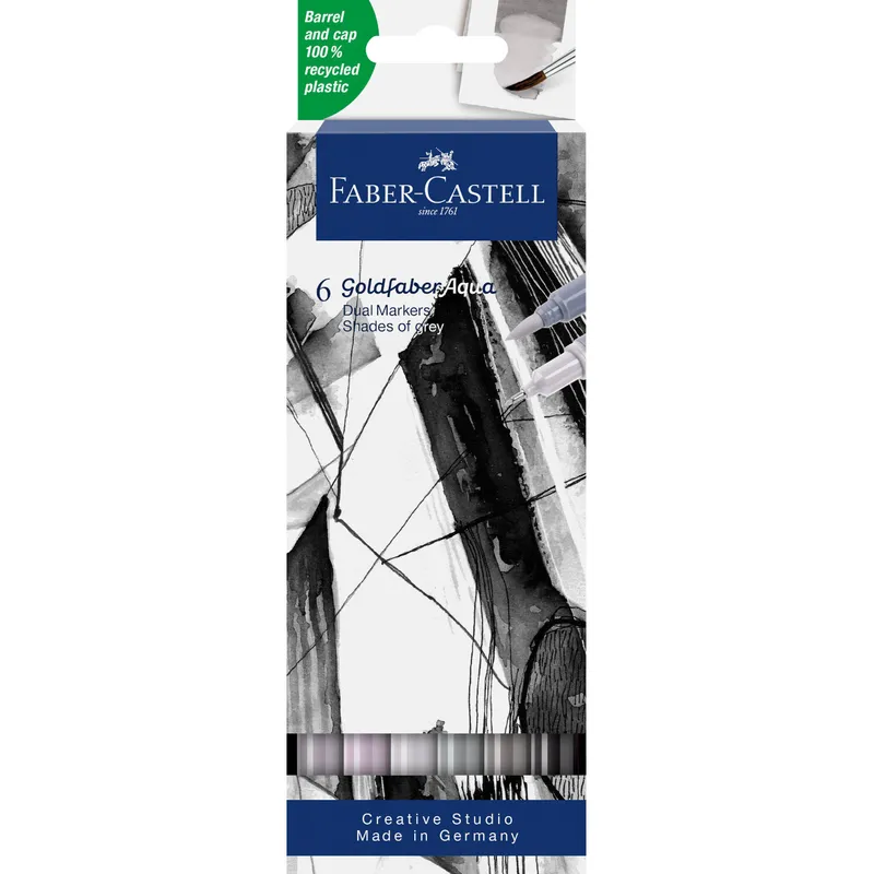 Faber-Castell Faber-Castell Aquarell-Marker "Grautöne" Goldfaber Aqua Dual, Lettering-Set, 6 Stück – Produktbild 1 von 2