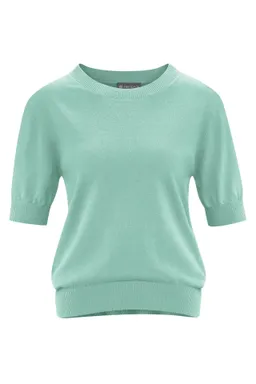 HempAge Hempage Damen vegan Kurzarm Pullover In Salbeigrün – Produktbild 1 von 1