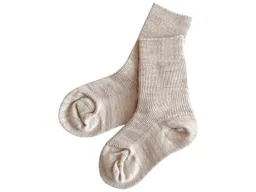 grödo Kinder Socken Bio-Schurwolle Feinstrick melange-hellbraun Gr.4 – Produktbild 1 von 1