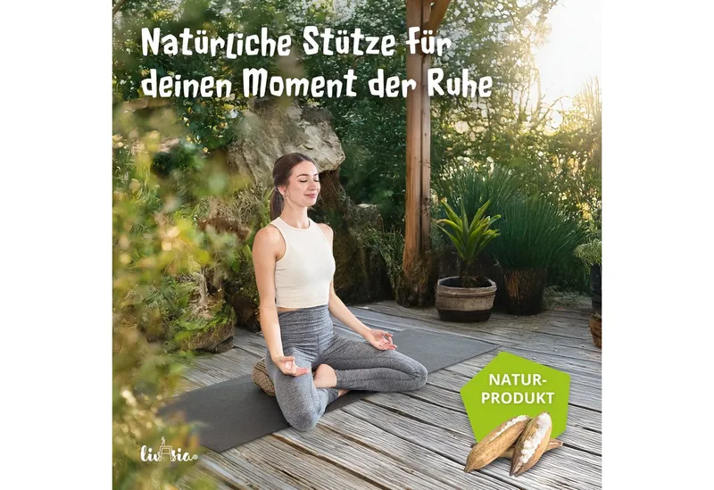 livasia Meditationskissen Zafukissen Stern klein, vegan und handgefertigt, 30x15cm, Kapok, Grün|rot, – Produktbild 2 von 5
