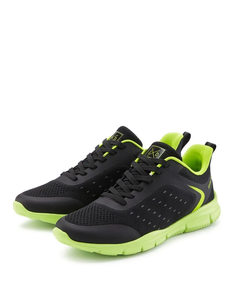 John Devin John Devin Schnürschuh, Freizeitschuhe, Schnürhalbschuhe, Halbschuh, Turnschuh Sneaker im sportiven Look mit farbiger und flexibler Sohle VEGAN, Gelb|schwarz, – Produktbild 2 von 5