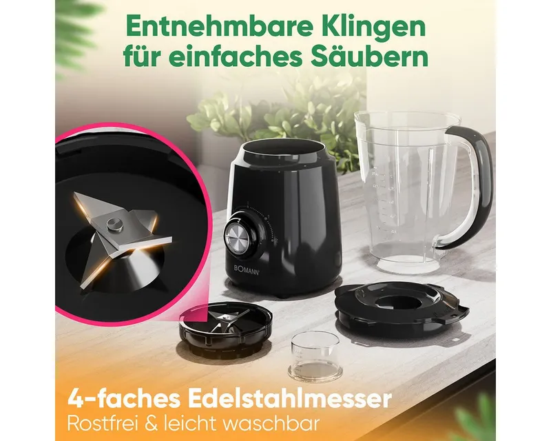 Bomann Bomann Standmixer UM 6091 CB, Standmixer 500W, Mixer, Schwarz, – Produktbild 5 von 5