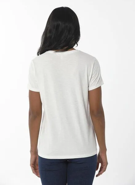 ORGANICATION ORGANICATION Damen Basic T-Shirt aus Bio-Baumwolle mit V-Ausschnitt, Off white, – Produktbild 4 von 4