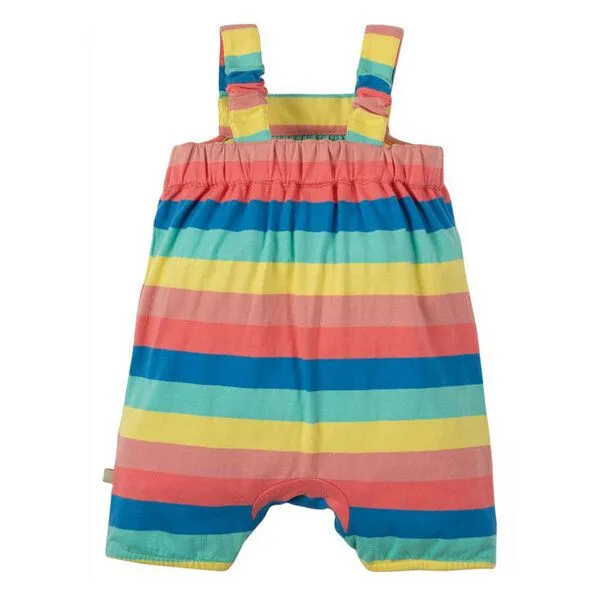 Frugi Frugi Spielanzug Hummel Latzhose Biene Beau Beach Dungaree Bright Rainbow Stripe/Bee – Produktbild 3 von 4