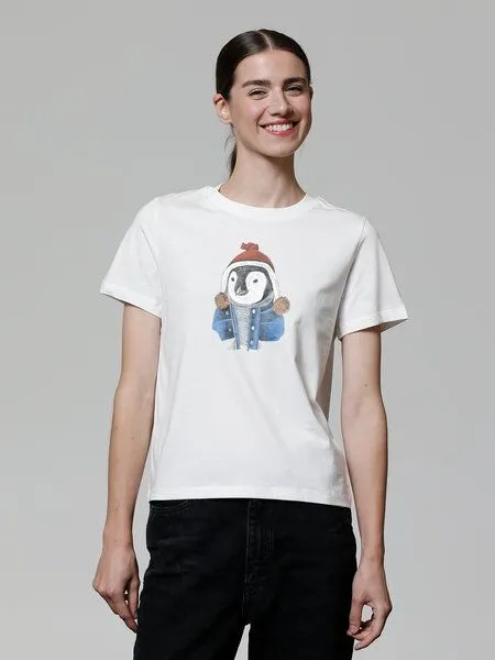 watapparel watapparel T-Shirt Frauen Pinguin, Off white, – Produktbild 2 von 4