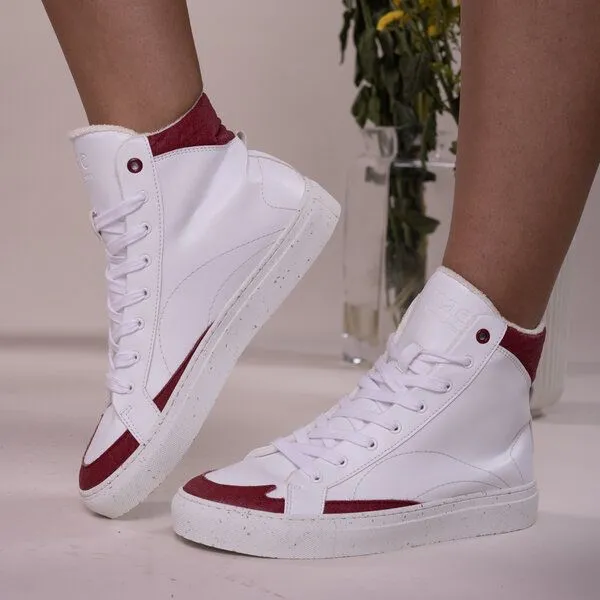 Nae Vegan Shoes Nae Vegan Shoes London High Top Sneaker aus AppleSkin und Piñatex, Red, – Produktbild 4 von 4