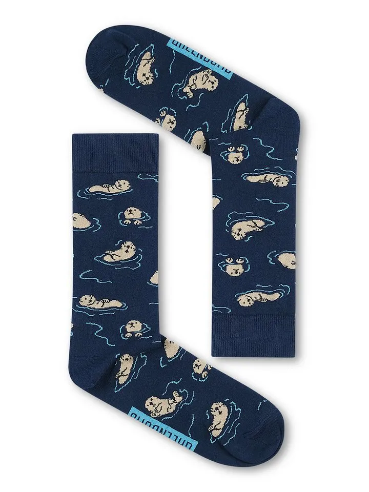 GreenBomb GreenBomb Socken Socks Playing Otter Bio-Baumwoll-Mix, Polyamid, Elasthan, kreative Designs, Weiß, – Produktbild 1 von 2