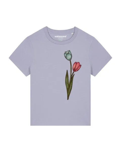 watapparel watapparel T-Shirt Frauen Blume in Wasserfarbe 05, Lavender, – Produktbild 1 von 4