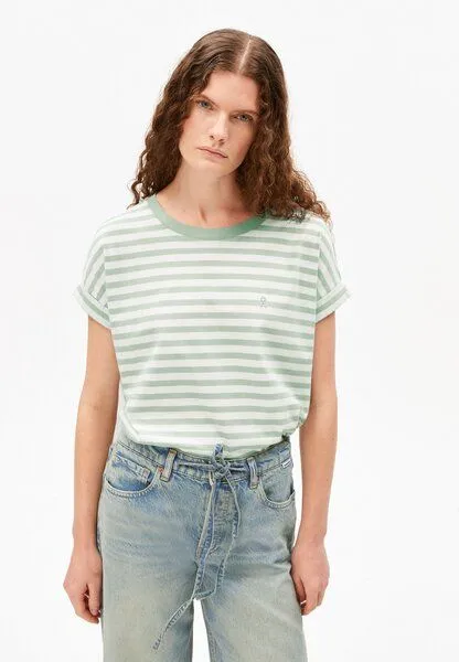 ARMEDANGELS ARMEDANGELS IDAARA STRIPES Damen T-Shirt aus Bio-Baumwolle, White-foam, – Produktbild 1 von 4