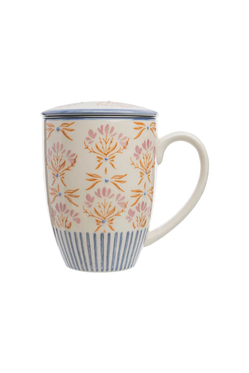 Tranquillo Tasse mit Teesieb RETROFLORIA - orange – Produktbild 1 von 2