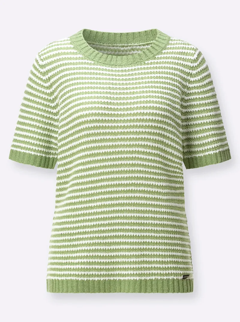 Witt Kurzarmpullover, Eucalyptus-ecru-geringelt, – Produktbild 1 von 2