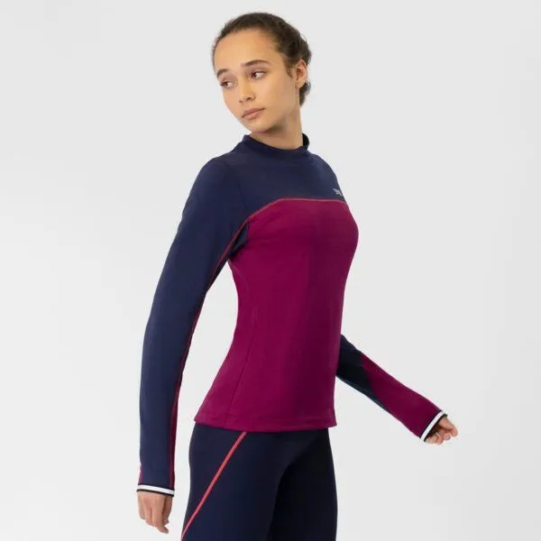 TAO Sportswear TAO Sportswear Atmungsaktives Damen Langarm Laufshirt GAIA mit Stehkragen, Bordeaux, – Produktbild 4 von 4