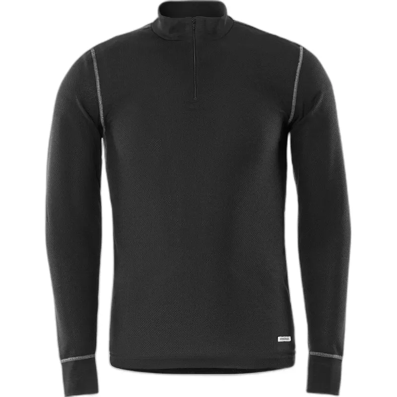 Fristads Langarm-T-Shirt mit kurzer Reißverschlussöffnung Fristads 789 OF, Noir, – Produktbild 1 von 2