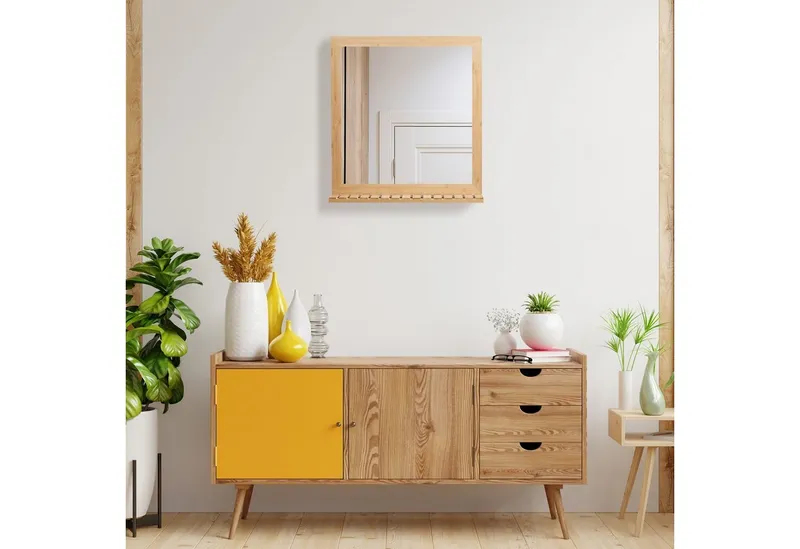 RELAXDAYS RELAXDAYS Wandspiegel Bambus Wandspiegel mit Ablage (1-St), Braun, – Produktbild 5 von 5