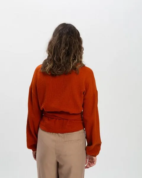 MATONA Matona Wickelbluse aus Musseln für Frauen / Muslin Wrap Blouse, Brick, – Produktbild 2 von 4