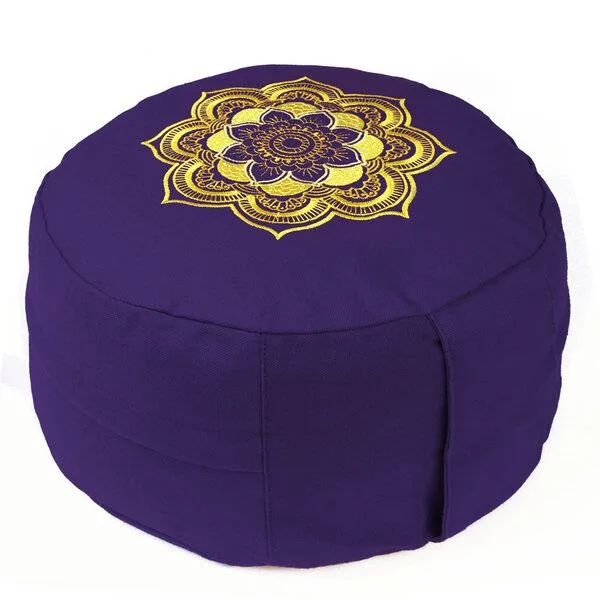 Lotus Design® Lotus Design® Meditationskissen CLASSIC Mandala Lotus Design - Bio-Buchweizenschalen, Lila/gold, – Produktbild 1 von 4