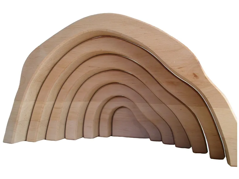 Drei Blätter Krippe aus Erlenholz, 7-teilig Maße 40 x 21 cm, Natur, – Produktbild 1 von 2