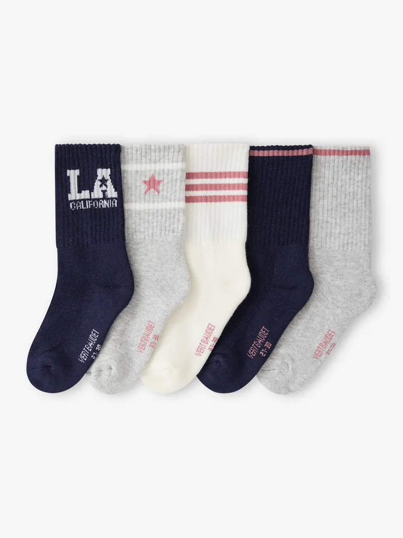 Vertbaudet 5er-Pack Socken LA California Mädchen, Grau meliert, – Produktbild 1 von 2