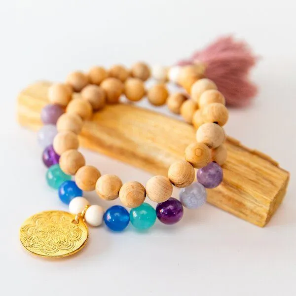 Divasya Divasya Mala Armband Sandalwood Bliss & Sandalwood Midnight - Wickelarmband, Weiss, – Produktbild 3 von 4