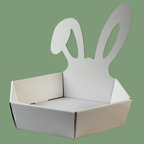 DAS PAPPHAUS DAS PAPPHAUS Osternest mit Hasenohren aus recycelter Wellpappe - Klein, Weiss, – Produktbild 1 von 5