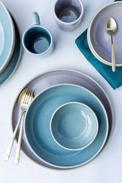 Mäser Mäser Frühstücksset 12-tlg. "Candy" Steinzeug, Blau, – Produktbild 3 von 5
