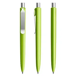 prodir prodir® Druckkugelschreiber DS8 Soft Touch PSR Push, blaue Mine, hellgrün/silber satiniert, Silber / hellgrün, – Produktbild 1 von 1