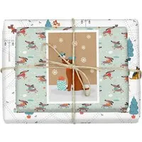dabelino dabelino Geschenkpapier Set: Weihnachten "Hunde (Mops, Dackel)": 4x Bögen + 1x Weihnachtskarte (für Erwachsene + Kinder) – Produktbild 1 von 1