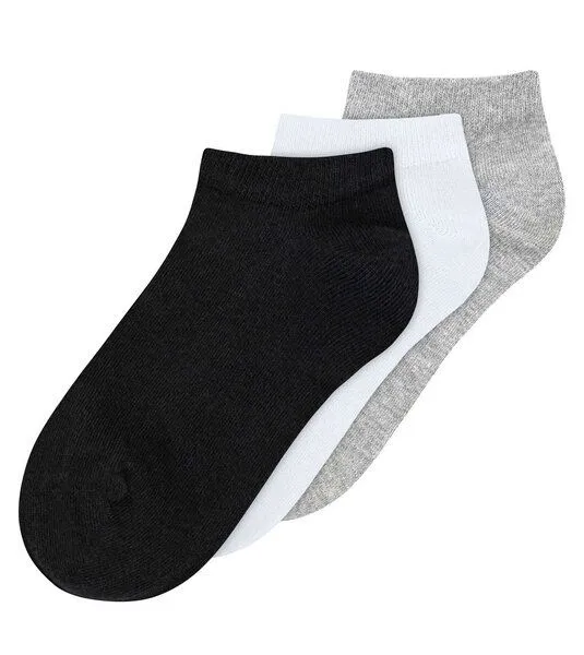 MELA MELA Sneaker Socken 3er-Pack aus Biobaumwoll-Mix, Schwarz-weiß-grau, – Produktbild 1 von 2