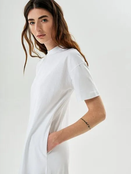 NINE TO FIVE NINE TO FIVE #gado - sportliches Oversize T-Shirtkleid aus Bio-Baumwolle, White, – Produktbild 4 von 4